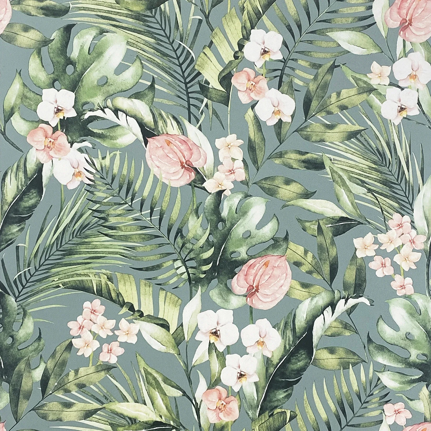 Brewster Home Fashions Harrietta Sea Green Tropical Floral Wallpaper - SKU AH924905