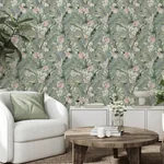 Brewster Home Fashions Harrietta Sea Green Tropical Floral Wallpaper - SKU AH924905