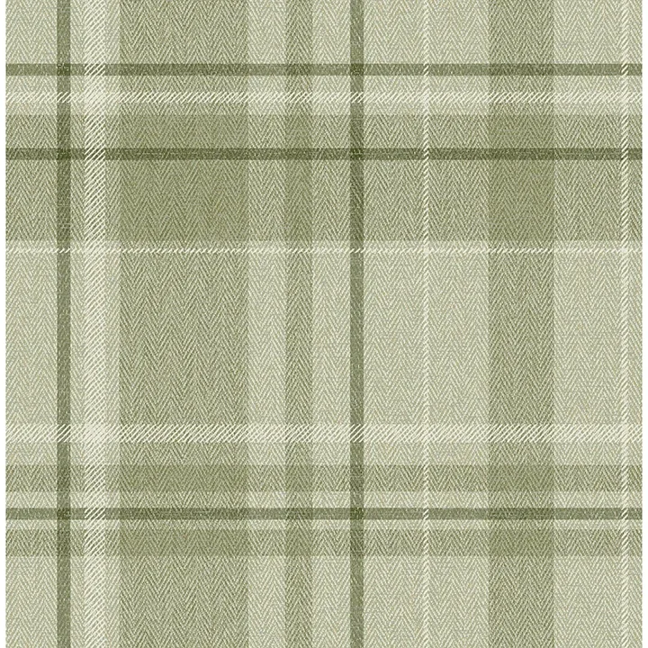 M1865 | Harris Green Plaid Chevron Wallpaper