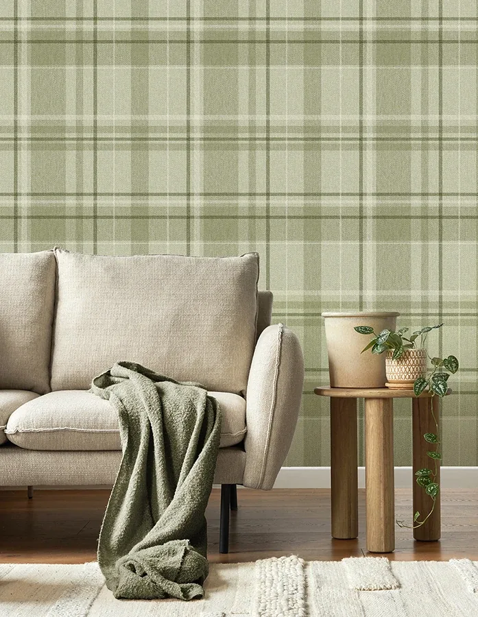 Brewster Home Fashions Harris Green Plaid Chevron Wallpaper - SKU M1865