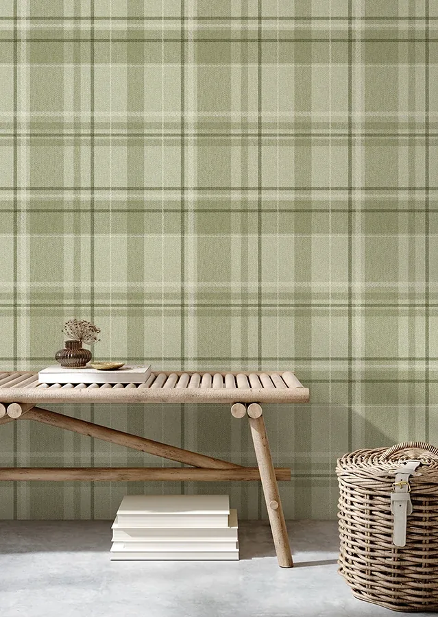 Brewster Home Fashions Harris Green Plaid Chevron Wallpaper - SKU M1865