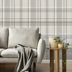 Brewster Home Fashions Harris Grey Plaid Chevron Wallpaper - SKU M1871