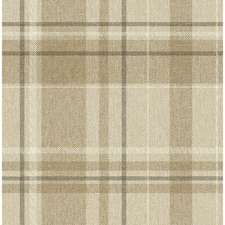Brewster Home Fashions Harris Light Brown Plaid Chevron Wallpaper - SKU M1868