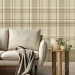 Brewster Home Fashions Harris Light Brown Plaid Chevron Wallpaper - SKU M1868