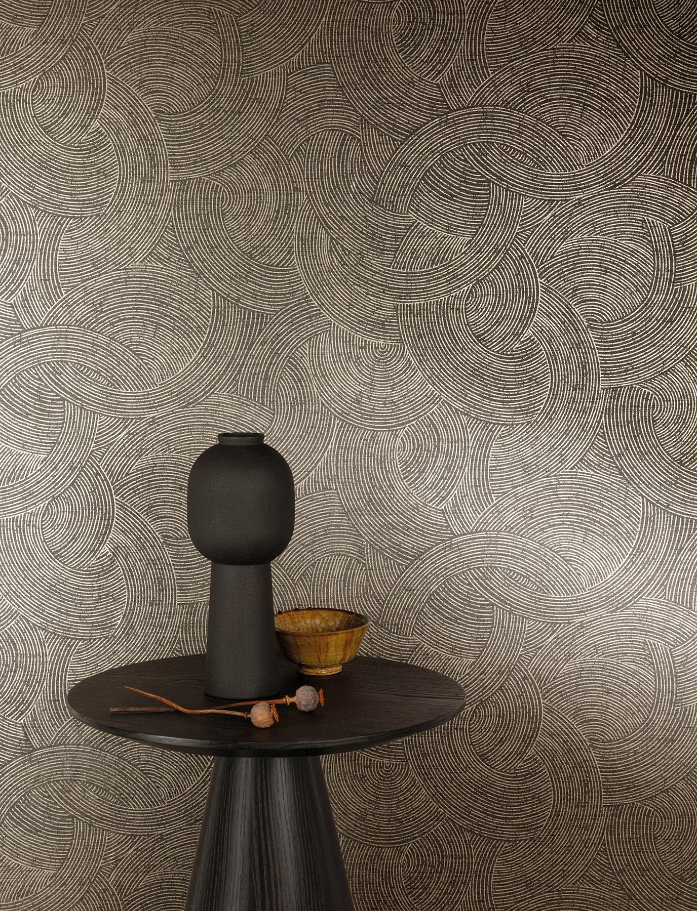 Brewster Home Fashions Harrison Charcoal Swirling Geometric Wallpaper - SKU 4191-83024