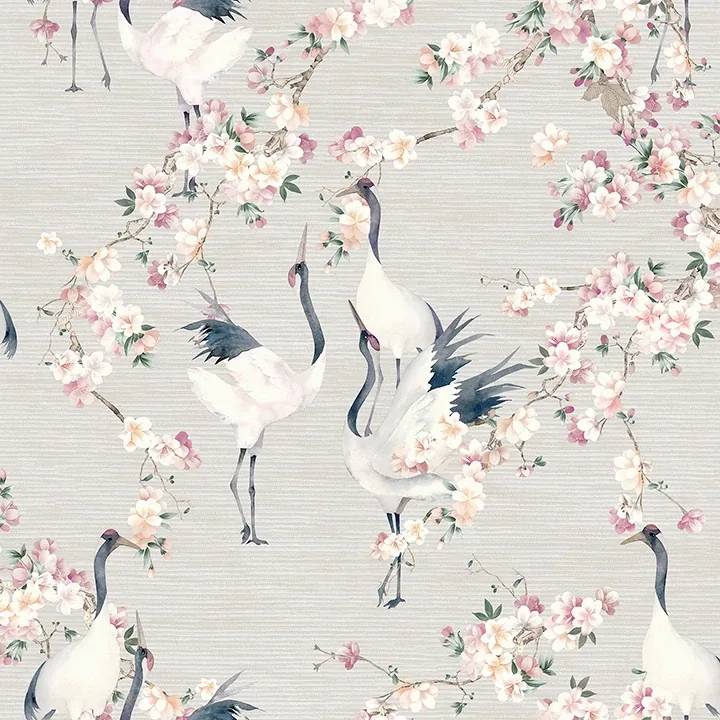 Brewster Home Fashions Harumi Light Grey Blossom Wallpaper - SKU AH924800