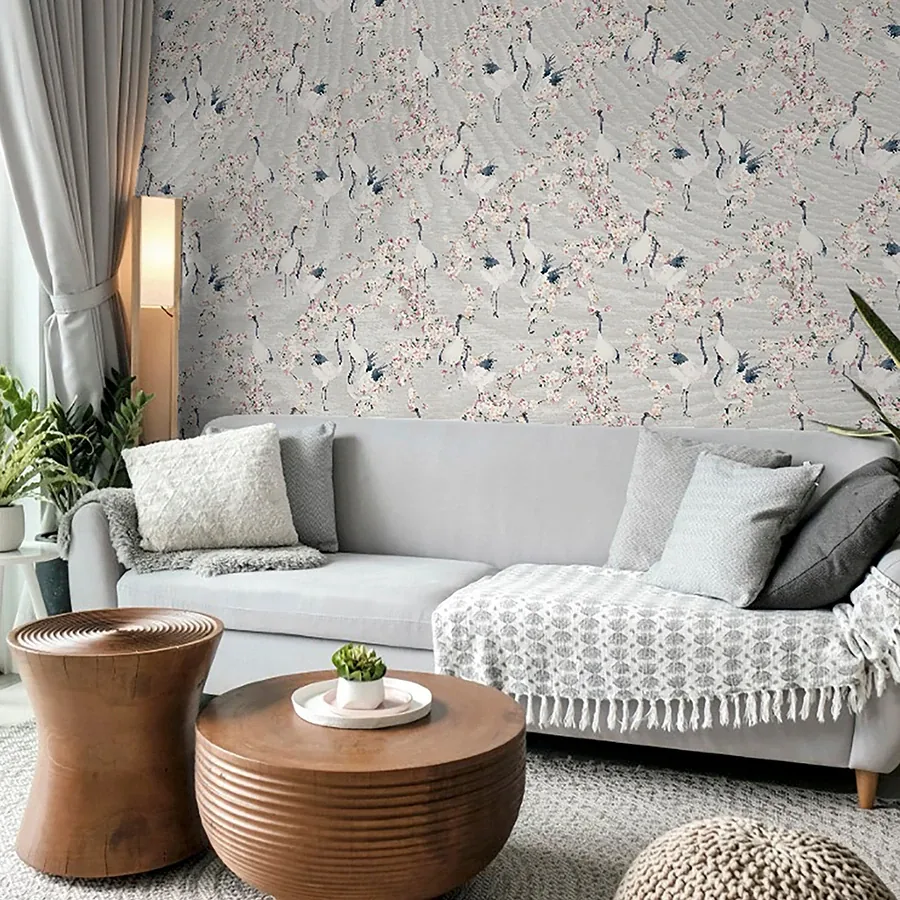 Brewster Home Fashions Harumi Light Grey Blossom Wallpaper - SKU AH924800