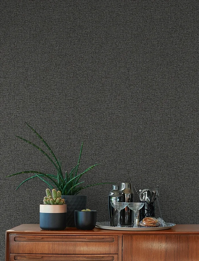 Brewster Home Fashions Hatton Black Faux Tweed Wallpaper - SKU 4144-9126