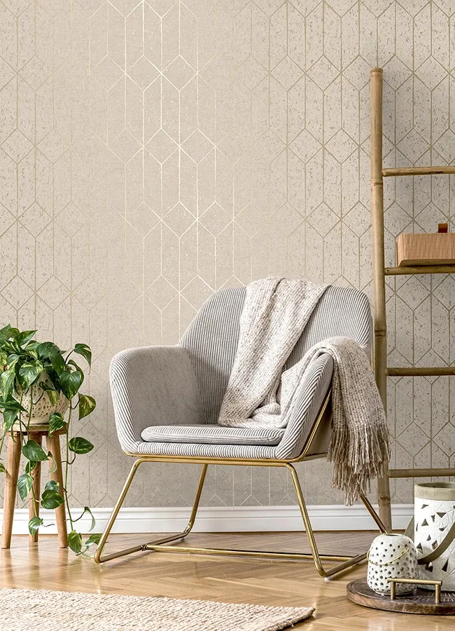 Brewster Home Fashions Hayden Bone Concrete Trellis Wallpaper - SKU 4125-26702