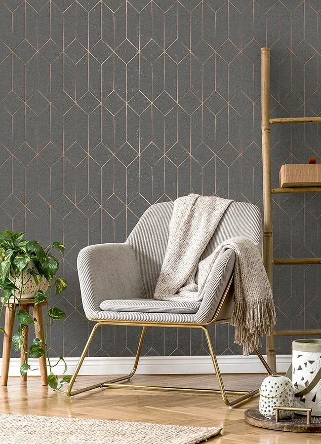 Brewster Home Fashions Hayden Charcoal Concrete Trellis Wallpaper - SKU 4125-26701