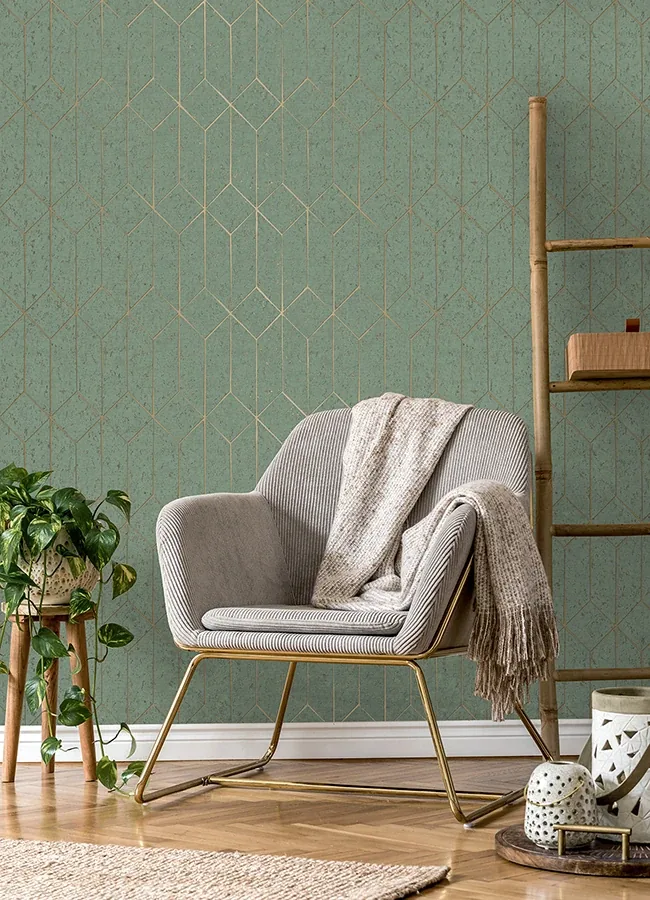 Brewster Home Fashions Hayden Mint Concrete Trellis Wallpaper - SKU 4125-26704