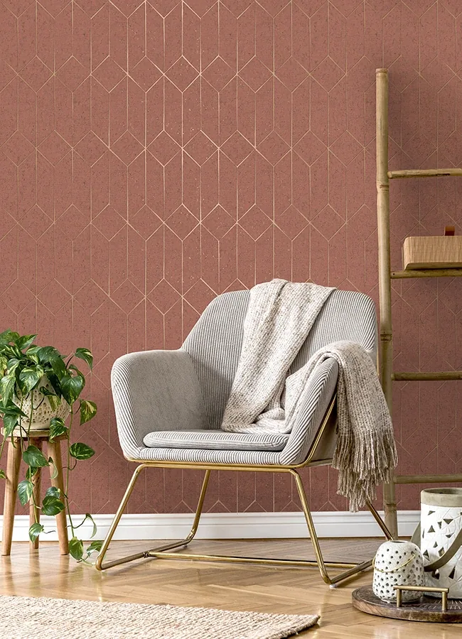 Brewster Home Fashions Hayden Raspberry Concrete Trellis Wallpaper - SKU 4125-26703