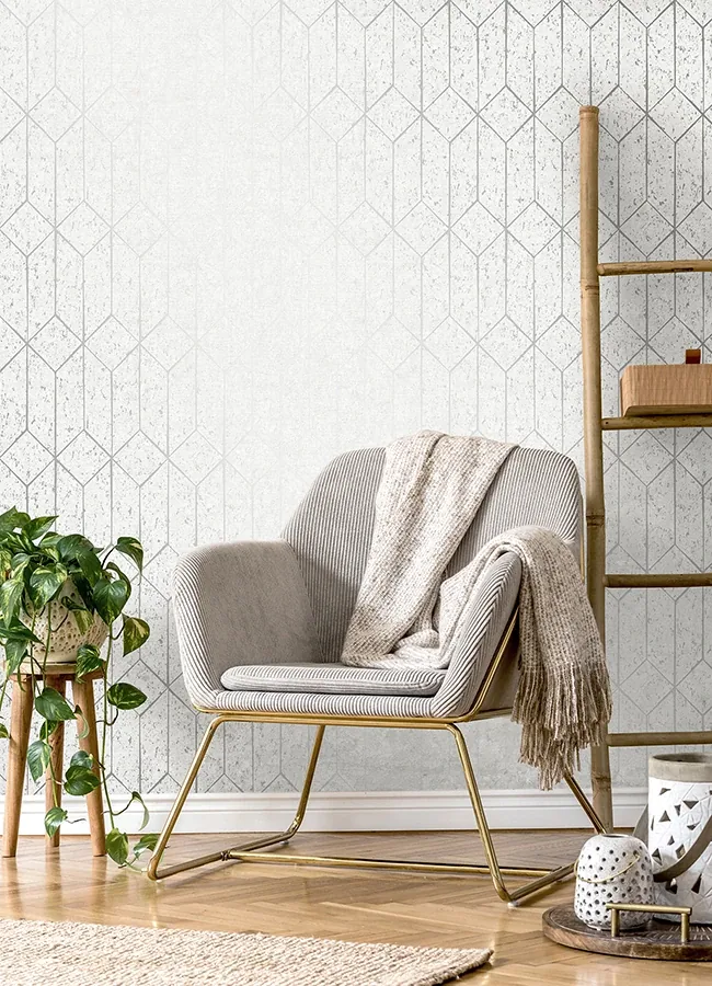 Brewster Home Fashions Hayden White Concrete Trellis Wallpaper - SKU 4125-26700