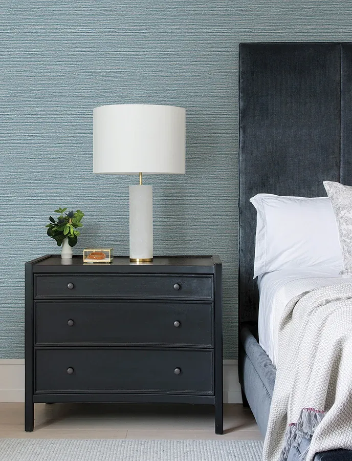 Brewster Home Fashions Hazen Blue Shimmer Stripe Wallpaper - SKU 4144-9134