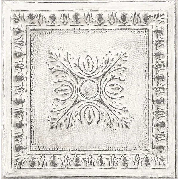 Brewster Home Fashions Hazley White Ornament Tin Tile Wallpaper - SKU 2904-24031