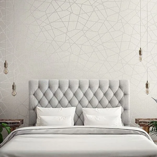 Brewster Home Fashions Heath Silver Geometric Linen Wallpaper - SKU 2765-BW40308