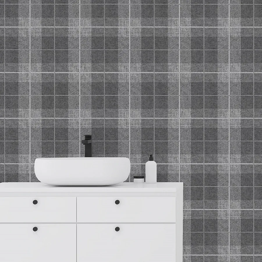 Brewster Home Fashions Hector Charcoal Plaid Wallpaper | Wallpaper Twins Brewster Home Fashions Hector Charcoal Plaid Wallpaper - SKU AH294900