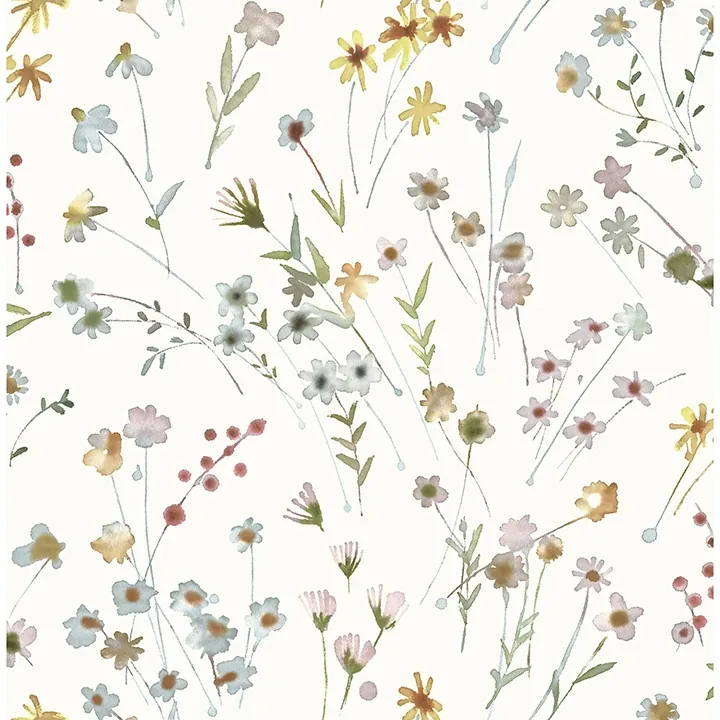 Brewster Home Fashions Heidi Yellow Watercolor Florals Wallpaper - SKU 2980-26174