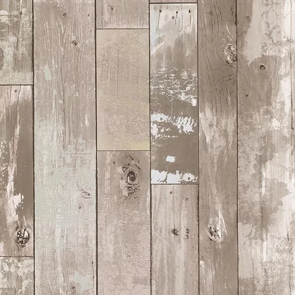 2718-20132 | Heim Taupe Distressed Wood Panel Wallpaper