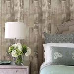 Brewster Home Fashions Heim Taupe Distressed Wood Panel Wallpaper - SKU 2718-20132