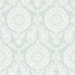 Brewster Home Fashions Helm Damask Aqua Floral Medallion Wallpaper - SKU 4071-71023