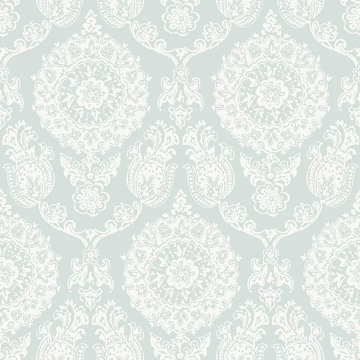 4071-71023 | Helm Damask Aqua Floral Medallion Wallpaper
