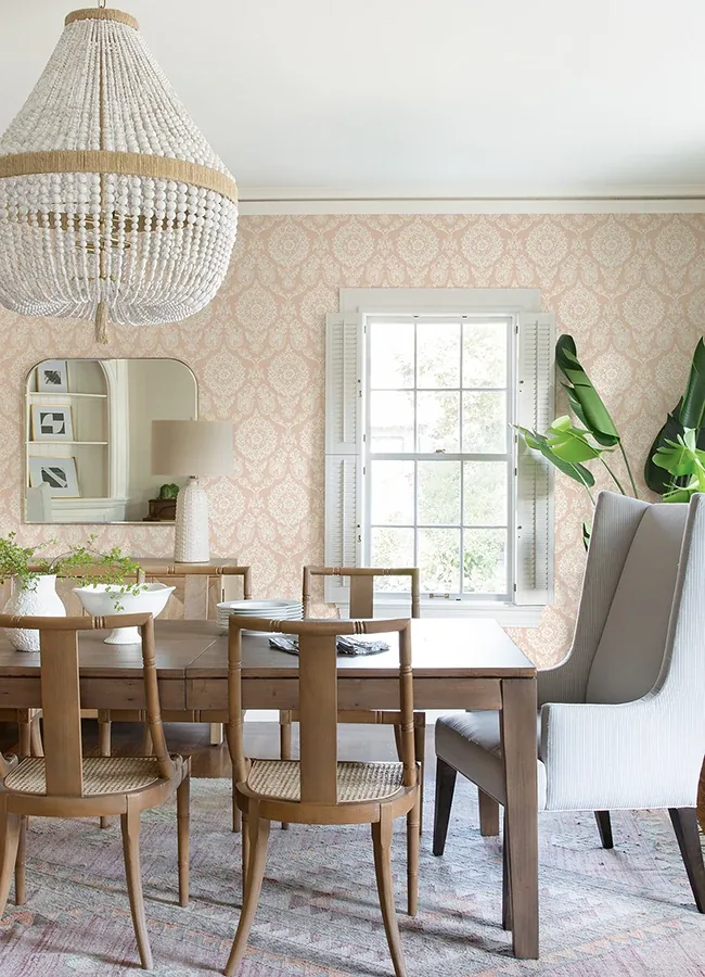 Brewster Home Fashions Helm Damask Blush Floral Medallion Wallpaper - SKU 4071-71022