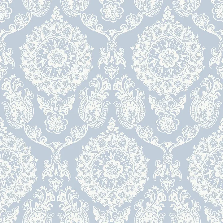 4071-71019 | Helm Damask Light Blue Floral Medallion Wallpaper