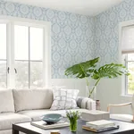 Brewster Home Fashions Helm Damask Light Blue Floral Medallion Wallpaper - SKU 4071-71019