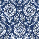 Brewster Home Fashions Helm Damask Navy Floral Medallion Wallpaper - SKU 4071-71018