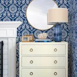 Brewster Home Fashions Helm Damask Navy Floral Medallion Wallpaper - SKU 4071-71018