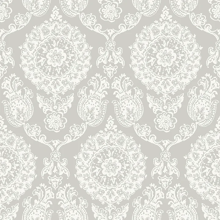 4071-71020 | Helm Damask Taupe Floral Medallion Wallpaper