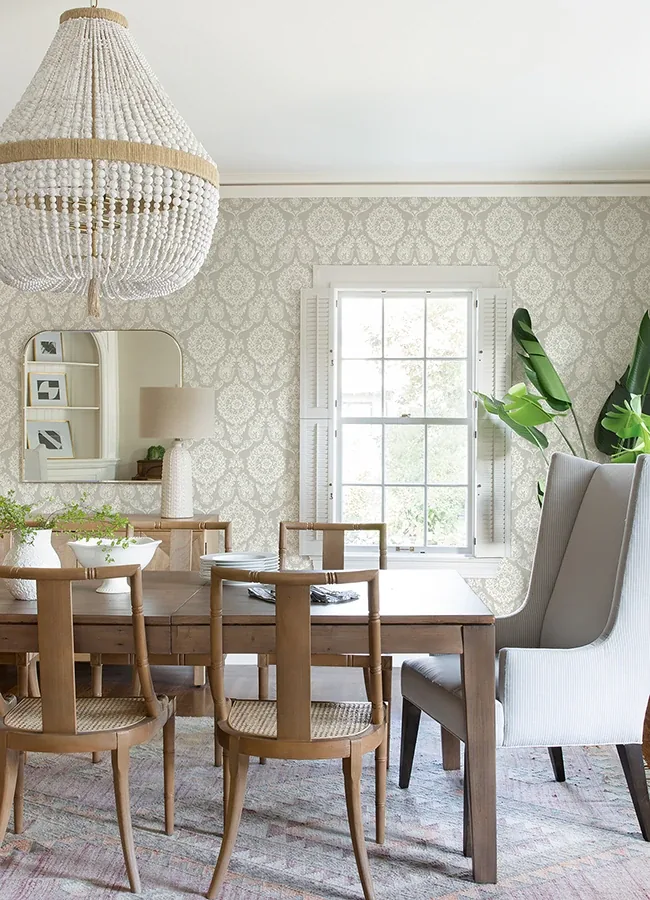 Brewster Home Fashions Helm Damask Taupe Floral Medallion Wallpaper - SKU 4071-71020