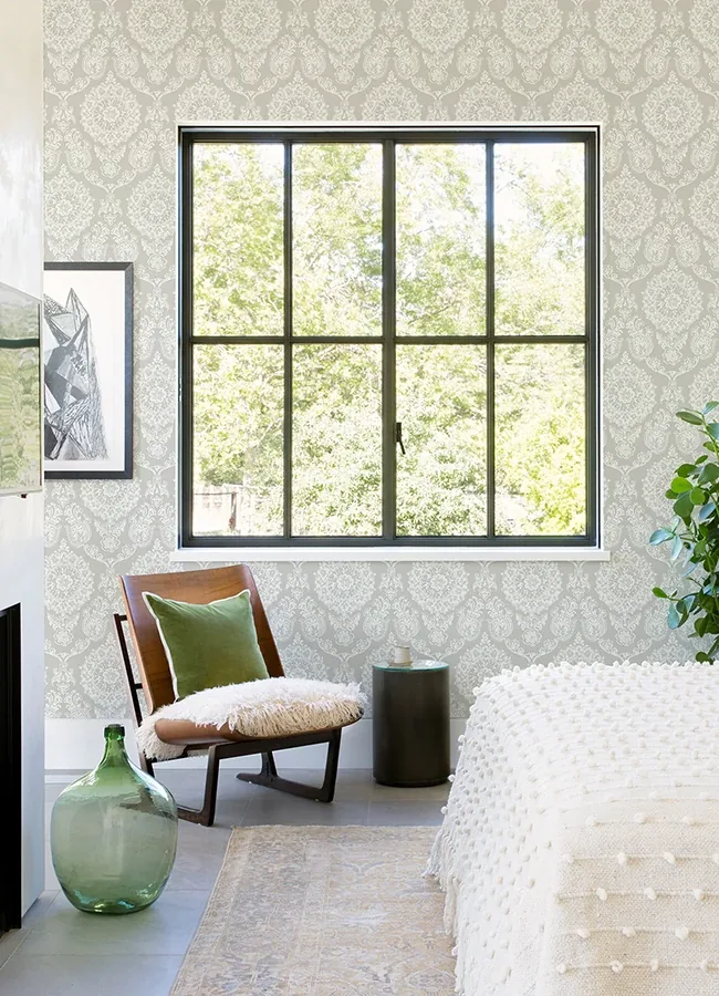 Brewster Home Fashions Helm Damask Taupe Floral Medallion Wallpaper - SKU 4071-71020