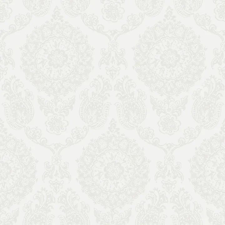 Brewster Home Fashions Helm Damask White Floral Medallion Wallpaper - SKU 4071-71021