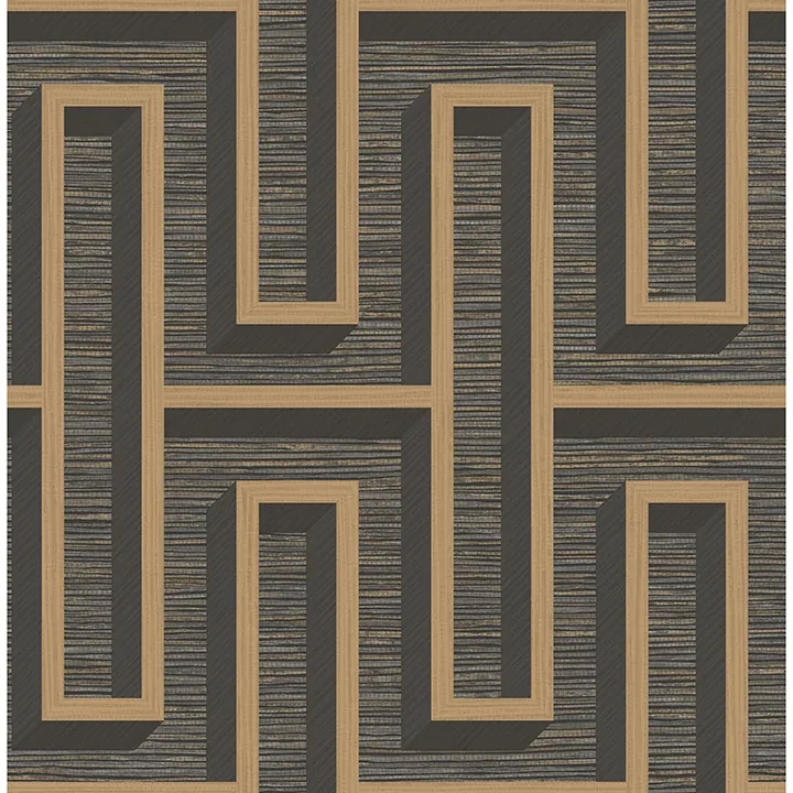 4125-26722 | Henley Black Geometric Grasscloth Wallpaper