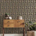 Brewster Home Fashions Henley Black Geometric Grasscloth Wallpaper - SKU 4125-26722