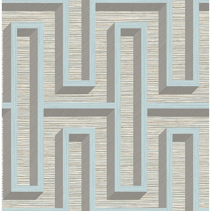 4125-26724 | Henley Light Blue Geometric Grasscloth Wallpaper
