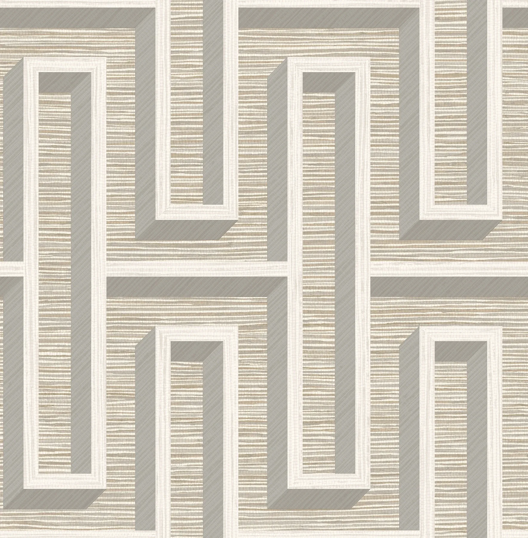 4125-26725 | Henley Taupe Geometric Grasscloth Wallpaper