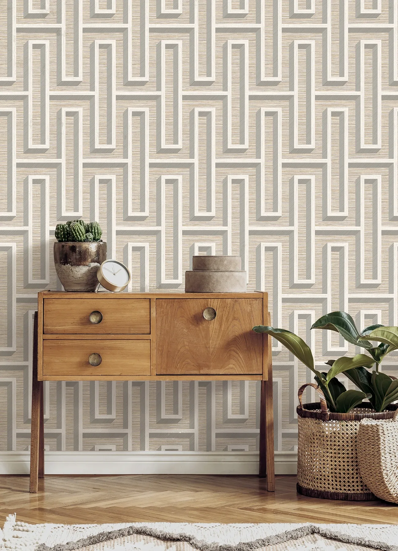 Brewster Home Fashions Henley Taupe Geometric Grasscloth Wallpaper | Wallpaper Twins Brewster Home Fashions Henley Taupe Geometric Grasscloth Wallpaper - SKU 4125-26725