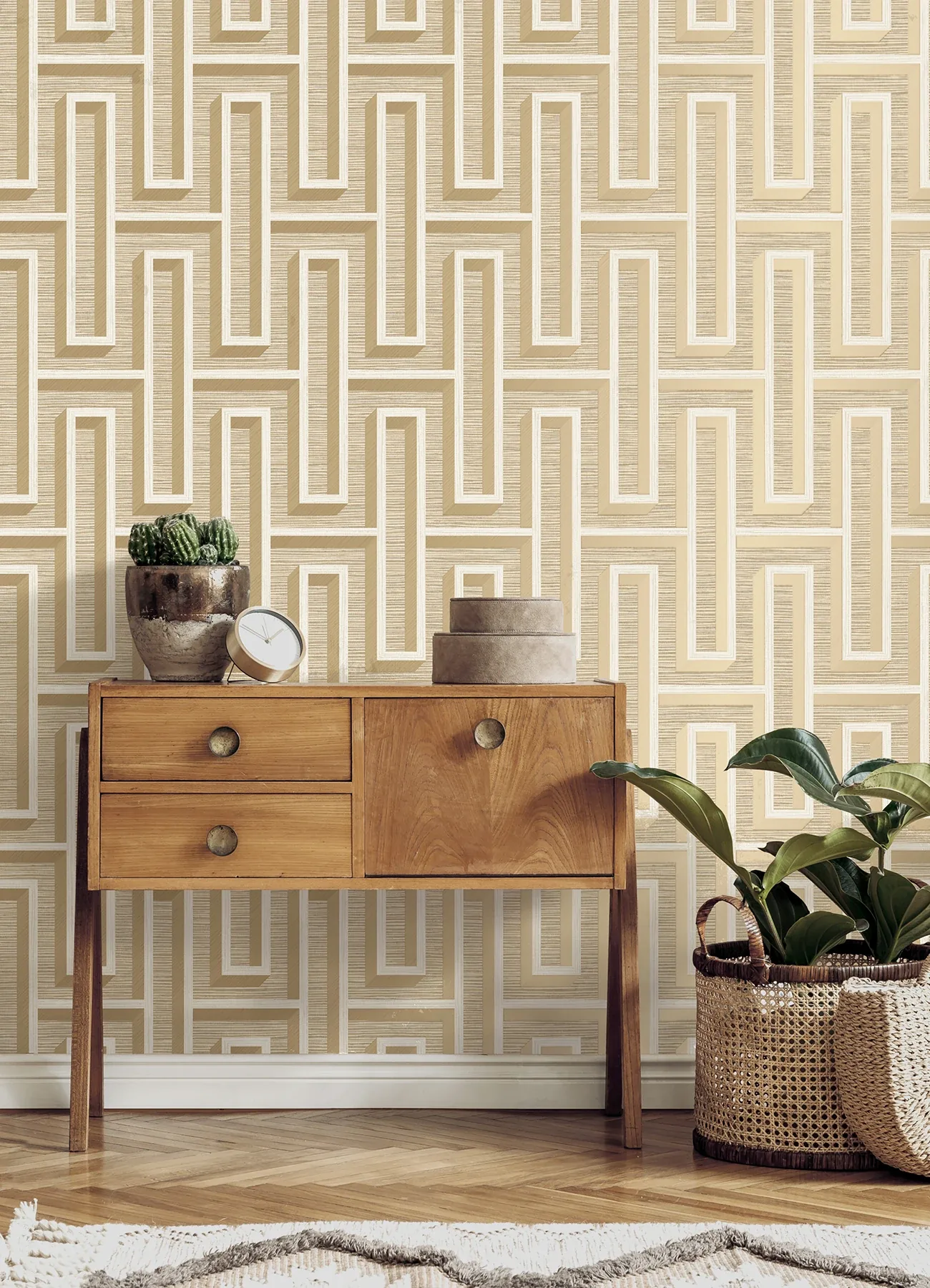 Brewster Home Fashions Henley Wheat Geometric Grasscloth Wallpaper - SKU 4125-26721