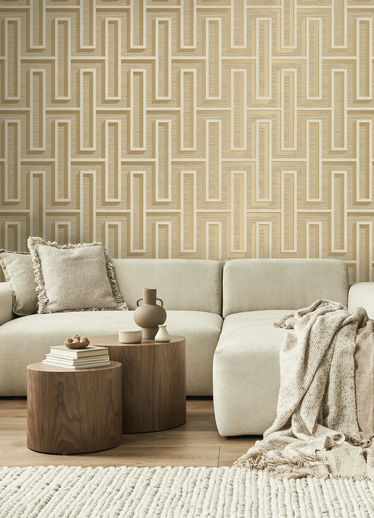 Brewster Home Fashions Henley Wheat Geometric Grasscloth Wallpaper - SKU 4125-26721