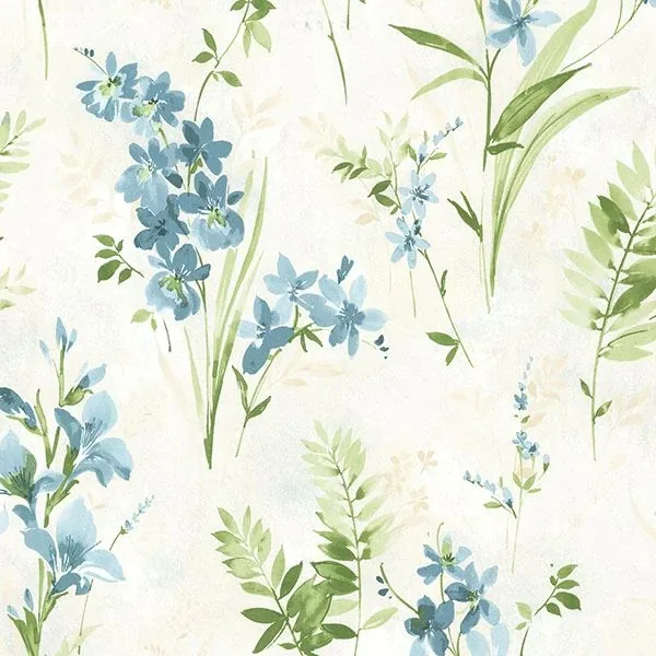 2605-21630 | Henrietta Blue Watercolor Floral Wallpaper