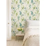 Brewster Home Fashions Henrietta Blue Watercolor Floral Wallpaper - SKU 2605-21630