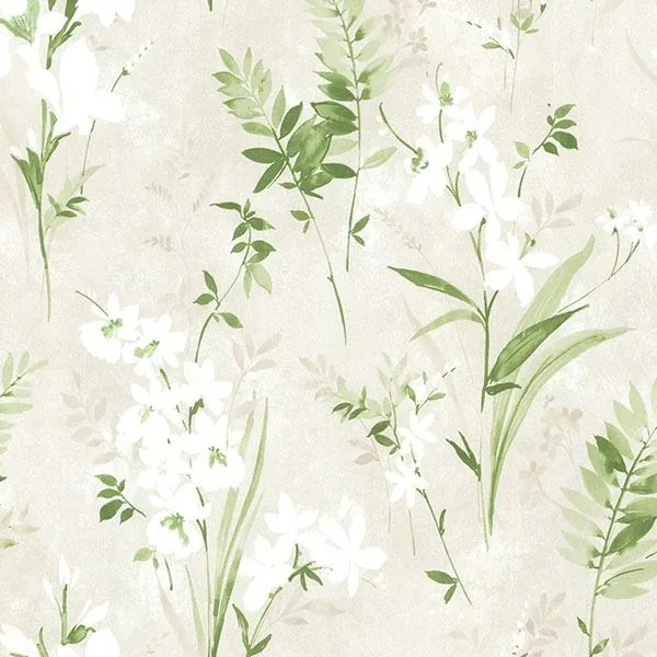 Brewster Home Fashions Henrietta Green Watercolor Floral Wallpaper - SKU 2605-21628