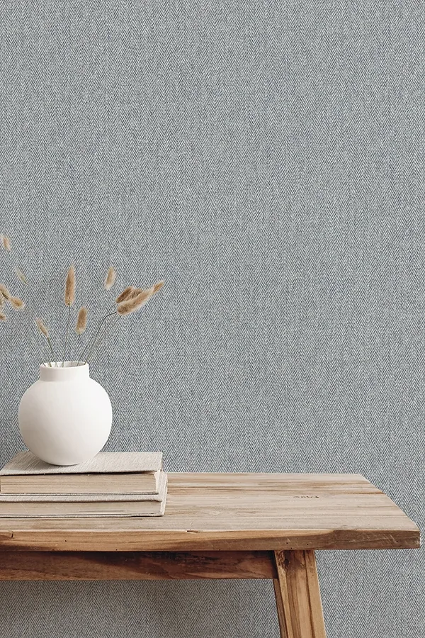Brewster Home Fashions Herringbone Blue Tweed Wallpaper | Wallpaper Twins Brewster Home Fashions Herringbone Blue Tweed Wallpaper - SKU 4164-M1824