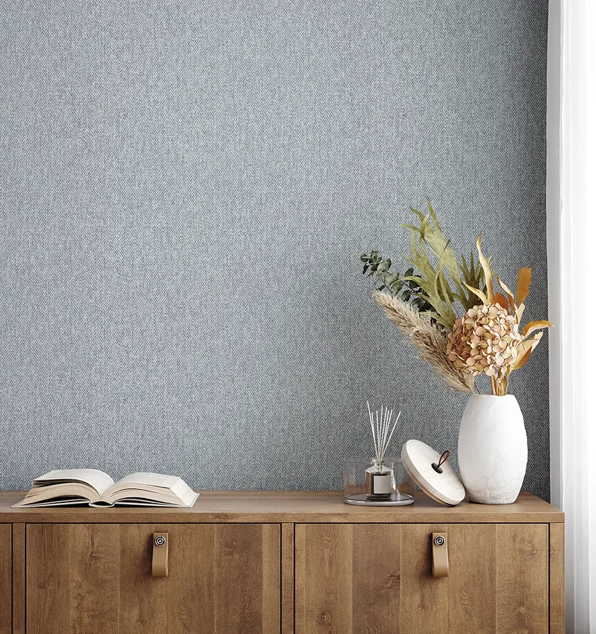 Brewster Home Fashions Herringbone Blue Tweed Wallpaper | Wallpaper Twins Brewster Home Fashions Herringbone Blue Tweed Wallpaper - SKU 4164-M1824