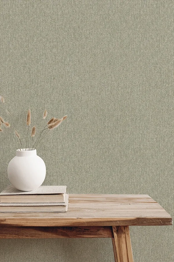 Brewster Home Fashions Herringbone Green Tweed Wallpaper | Wallpaper Twins Brewster Home Fashions Herringbone Green Tweed Wallpaper - SKU 4164-M1823