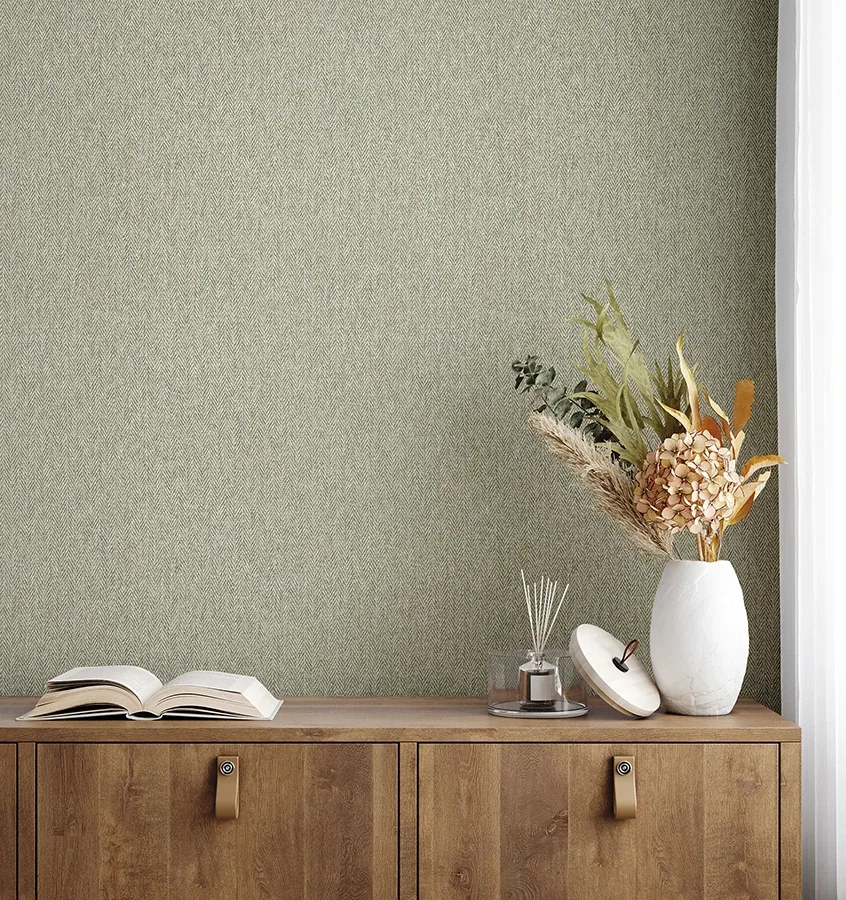 Brewster Home Fashions Herringbone Green Tweed Wallpaper | Wallpaper Twins Brewster Home Fashions Herringbone Green Tweed Wallpaper - SKU 4164-M1823