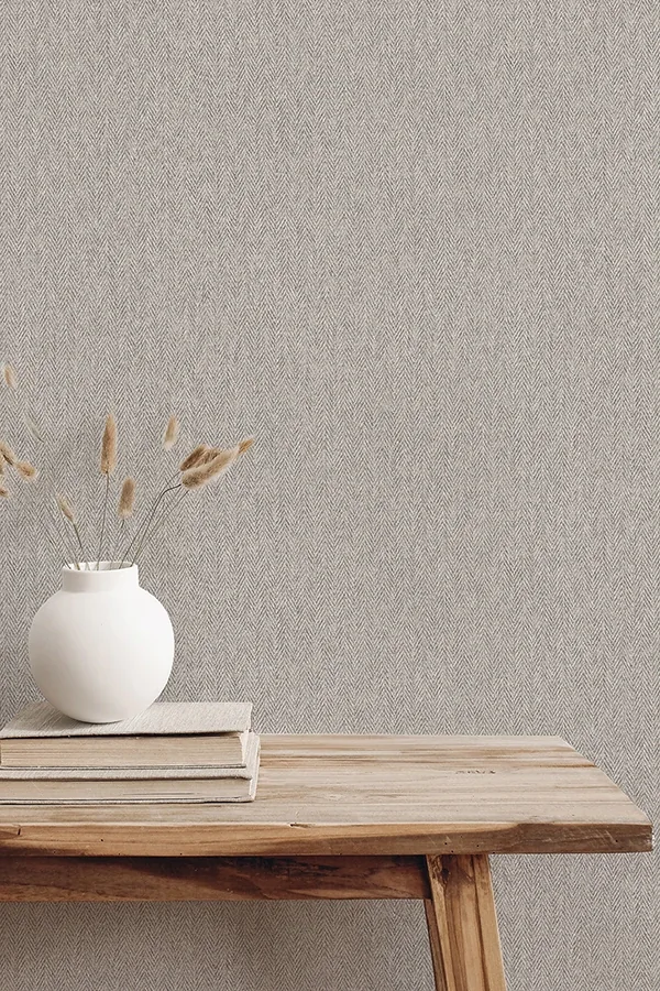 Brewster Home Fashions Herringbone Grey Tweed Wallpaper - SKU 4164-M1827
